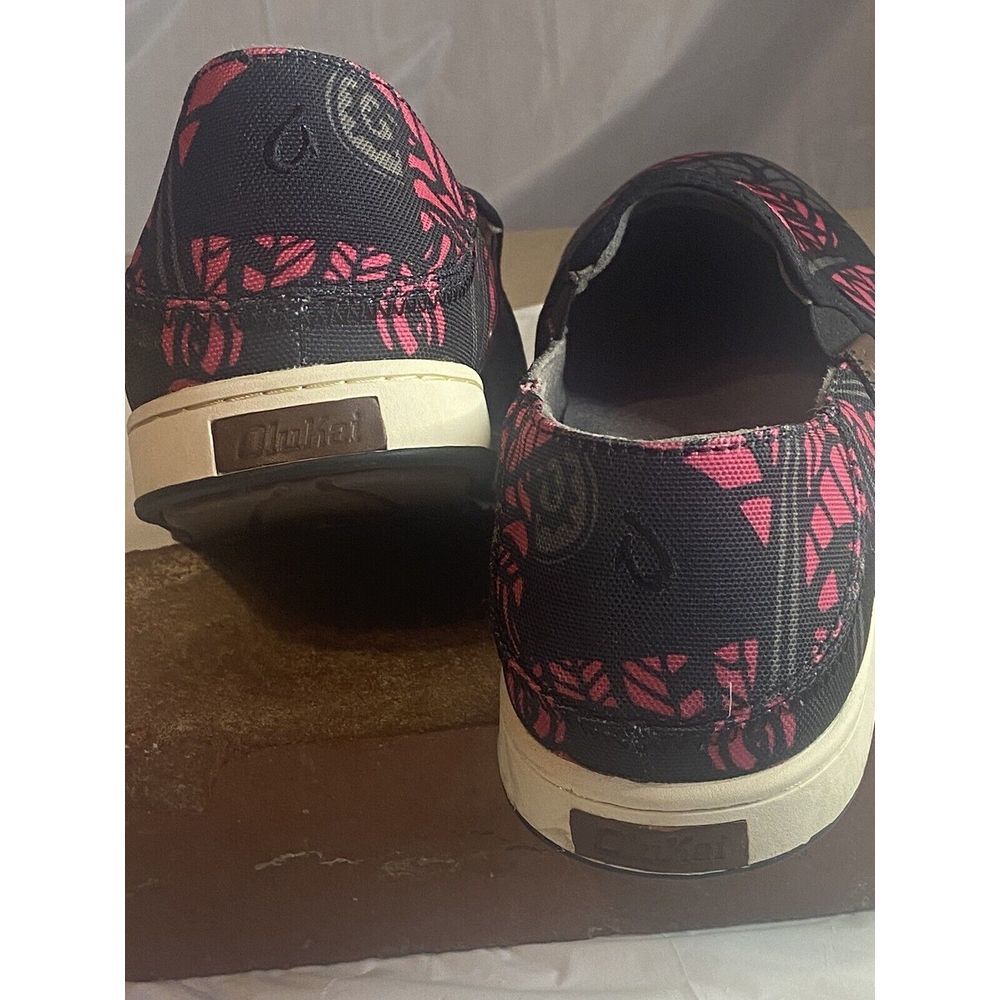 Men's Olukai Pow Wow Hot Pink & Gray Tribal Design Slip On Shoes-Size 10-Rare - Picture 5 of 16